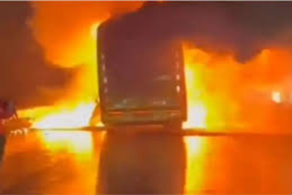 Five passengers lost their lives after a private sleeper bus catches fire